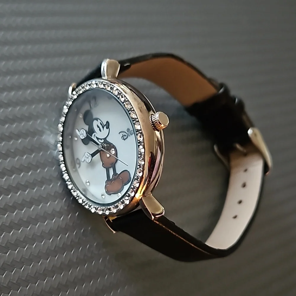 Vintage large face Mickey Mouse watch with crystals. Original box